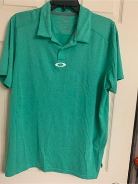 Oakley Men's Teal-Green Polo Shirt with Logo